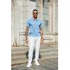 imageCOOFANDY Mens Slim Fit Knit Polo Shirts Business Lightweight Polo Sweater Casual Summer Ribbed Textured Collared T ShirtLight Blue
