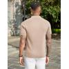imageCOOFANDY Mens Slim Fit Knit Polo Shirts Business Lightweight Polo Sweater Casual Summer Ribbed Textured Collared T ShirtLight Coffee