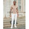 imageCOOFANDY Mens Slim Fit Knit Polo Shirts Business Lightweight Polo Sweater Casual Summer Ribbed Textured Collared T ShirtLight Coffee
