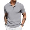 imageCOOFANDY Mens Slim Fit Knit Polo Shirts Business Lightweight Polo Sweater Casual Summer Ribbed Textured Collared T ShirtLight Grey