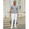 imageCOOFANDY Mens Slim Fit Knit Polo Shirts Business Lightweight Polo Sweater Casual Summer Ribbed Textured Collared T ShirtLight Grey