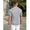 imageCOOFANDY Mens Slim Fit Knit Polo Shirts Business Lightweight Polo Sweater Casual Summer Ribbed Textured Collared T ShirtLight Grey