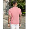 imageCOOFANDY Mens Slim Fit Knit Polo Shirts Business Lightweight Polo Sweater Casual Summer Ribbed Textured Collared T ShirtLight Pink