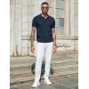 imageCOOFANDY Mens Slim Fit Knit Polo Shirts Business Lightweight Polo Sweater Casual Summer Ribbed Textured Collared T ShirtNavy Blue