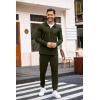 imageCOOFANDY Mens Tracksuit 2 Piece Quarter Zip Polo Athletic Sweatsuits Casual Running Jogging Sport Suit SetsArmy Green