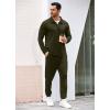 imageCOOFANDY Mens Tracksuit 2 Piece Quarter Zip Polo Athletic Sweatsuits Casual Running Jogging Sport Suit SetsArmy Green