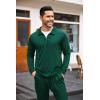 imageCOOFANDY Mens Tracksuit 2 Piece Quarter Zip Polo Athletic Sweatsuits Casual Running Jogging Sport Suit SetsDark Green