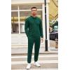 imageCOOFANDY Mens Tracksuit 2 Piece Quarter Zip Polo Athletic Sweatsuits Casual Running Jogging Sport Suit SetsDark Green