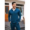 imageCOOFANDY Mens Tracksuit 2 Piece Quarter Zip Polo Athletic Sweatsuits Casual Running Jogging Sport Suit SetsDenim Blue
