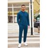 imageCOOFANDY Mens Tracksuit 2 Piece Quarter Zip Polo Athletic Sweatsuits Casual Running Jogging Sport Suit SetsDenim Blue