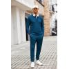 imageCOOFANDY Mens Tracksuit 2 Piece Quarter Zip Polo Athletic Sweatsuits Casual Running Jogging Sport Suit SetsDenim Blue