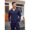 imageCOOFANDY Mens Tracksuit 2 Piece Quarter Zip Polo Athletic Sweatsuits Casual Running Jogging Sport Suit SetsNavy Blue