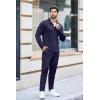 imageCOOFANDY Mens Tracksuit 2 Piece Quarter Zip Polo Athletic Sweatsuits Casual Running Jogging Sport Suit SetsNavy Blue