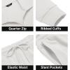 imageCOOFANDY Mens Tracksuit 2 Piece Quarter Zip Polo Athletic Sweatsuits Casual Running Jogging Sport Suit SetsWhite