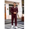 imageCOOFANDY Mens Tracksuit 2 Piece Quarter Zip Polo Athletic Sweatsuits Casual Running Jogging Sport Suit SetsWine Red