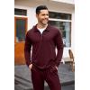 imageCOOFANDY Mens Tracksuit 2 Piece Quarter Zip Polo Athletic Sweatsuits Casual Running Jogging Sport Suit SetsWine Red