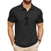 imageCOOFANDY Mens Polo Shirts Short Sleeve Pique Jersey Golf Shirt Casual Summer Collared TShirtsAblack