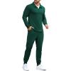 imageCOOFANDY Mens Tracksuit 2 Piece Quarter Zip Polo Athletic Sweatsuits Casual Running Jogging Sport Suit SetsDark Green
