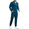 imageCOOFANDY Mens Tracksuit 2 Piece Quarter Zip Polo Athletic Sweatsuits Casual Running Jogging Sport Suit SetsDenim Blue