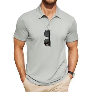 imageCOOFANDY Mens Polo Shirts Short Sleeve Pique Jersey Golf Shirt Casual Summer Collared TShirtsLight Grey