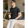 imageCOOFANDY Mens Casual Polo Shirts Short Sleeve Classic Basic Tee Button Collar Shirt Summer Golf TShirtBlack