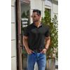 imageCOOFANDY Mens Casual Polo Shirts Short Sleeve Classic Basic Tee Button Collar Shirt Summer Golf TShirtBlack