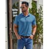 imageCOOFANDY Mens Casual Polo Shirts Short Sleeve Classic Basic Tee Button Collar Shirt Summer Golf TShirtDark Blue