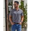 imageCOOFANDY Mens Casual Polo Shirts Short Sleeve Classic Basic Tee Button Collar Shirt Summer Golf TShirtDark Grey