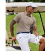 imageCOOFANDY Mens Casual Polo Shirts Short Sleeve Classic Basic Tee Button Collar Shirt Summer Golf TShirtKhaki