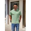 imageCOOFANDY Mens Casual Polo Shirts Short Sleeve Classic Basic Tee Button Collar Shirt Summer Golf TShirtLight Green