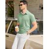 imageCOOFANDY Mens Casual Polo Shirts Short Sleeve Classic Basic Tee Button Collar Shirt Summer Golf TShirtLight Green