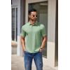 imageCOOFANDY Mens Casual Polo Shirts Short Sleeve Classic Basic Tee Button Collar Shirt Summer Golf TShirtLight Green