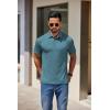 imageCOOFANDY Mens Casual Polo Shirts Short Sleeve Classic Basic Tee Button Collar Shirt Summer Golf TShirtPeacock Blue