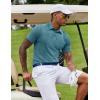 imageCOOFANDY Mens Casual Polo Shirts Short Sleeve Classic Basic Tee Button Collar Shirt Summer Golf TShirtPeacock Blue