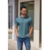 imageCOOFANDY Mens Casual Polo Shirts Short Sleeve Classic Basic Tee Button Collar Shirt Summer Golf TShirtPeacock Blue