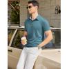 imageCOOFANDY Mens Casual Polo Shirts Short Sleeve Classic Basic Tee Button Collar Shirt Summer Golf TShirtPeacock Blue