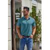imageCOOFANDY Mens Casual Polo Shirts Short Sleeve Classic Basic Tee Button Collar Shirt Summer Golf TShirtPeacock Blue