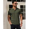 imageCOOFANDY Mens Knit Polo Shirts Short Sleeve Textured Golf Shirt Fashion Casual Collared Pullover TShirtsArmy Green
