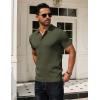 imageCOOFANDY Mens Knit Polo Shirts Short Sleeve Textured Golf Shirt Fashion Casual Collared Pullover TShirtsArmy Green