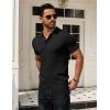 imageCOOFANDY Mens Knit Polo Shirts Short Sleeve Textured Golf Shirt Fashion Casual Collared Pullover TShirtsBlack