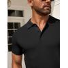 imageCOOFANDY Mens Knit Polo Shirts Short Sleeve Textured Golf Shirt Fashion Casual Collared Pullover TShirtsBlack