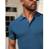 imageCOOFANDY Mens Knit Polo Shirts Short Sleeve Textured Golf Shirt Fashion Casual Collared Pullover TShirtsDark Blue
