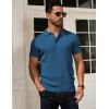 imageCOOFANDY Mens Knit Polo Shirts Short Sleeve Textured Golf Shirt Fashion Casual Collared Pullover TShirtsDark Blue
