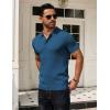 imageCOOFANDY Mens Knit Polo Shirts Short Sleeve Textured Golf Shirt Fashion Casual Collared Pullover TShirtsDark Blue