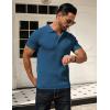 imageCOOFANDY Mens Knit Polo Shirts Short Sleeve Textured Golf Shirt Fashion Casual Collared Pullover TShirtsDark Blue