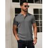 imageCOOFANDY Mens Knit Polo Shirts Short Sleeve Textured Golf Shirt Fashion Casual Collared Pullover TShirtsDark Grey