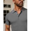 imageCOOFANDY Mens Knit Polo Shirts Short Sleeve Textured Golf Shirt Fashion Casual Collared Pullover TShirtsDark Grey