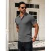 imageCOOFANDY Mens Knit Polo Shirts Short Sleeve Textured Golf Shirt Fashion Casual Collared Pullover TShirtsDark Grey