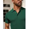 imageCOOFANDY Mens Knit Polo Shirts Short Sleeve Textured Golf Shirt Fashion Casual Collared Pullover TShirtsGreen