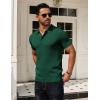 imageCOOFANDY Mens Knit Polo Shirts Short Sleeve Textured Golf Shirt Fashion Casual Collared Pullover TShirtsGreen